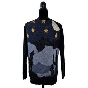 LA Hearts Woman’s Medium Blue Black Southwestern Desert Night Cardigan Sweater